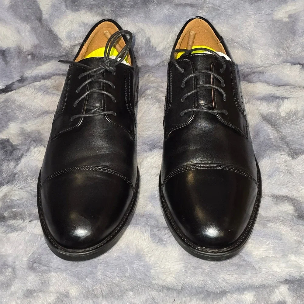 NWB Florsheim Mens 10 D Black Leather Center Cap Toe Oxford Dress Shoes‎